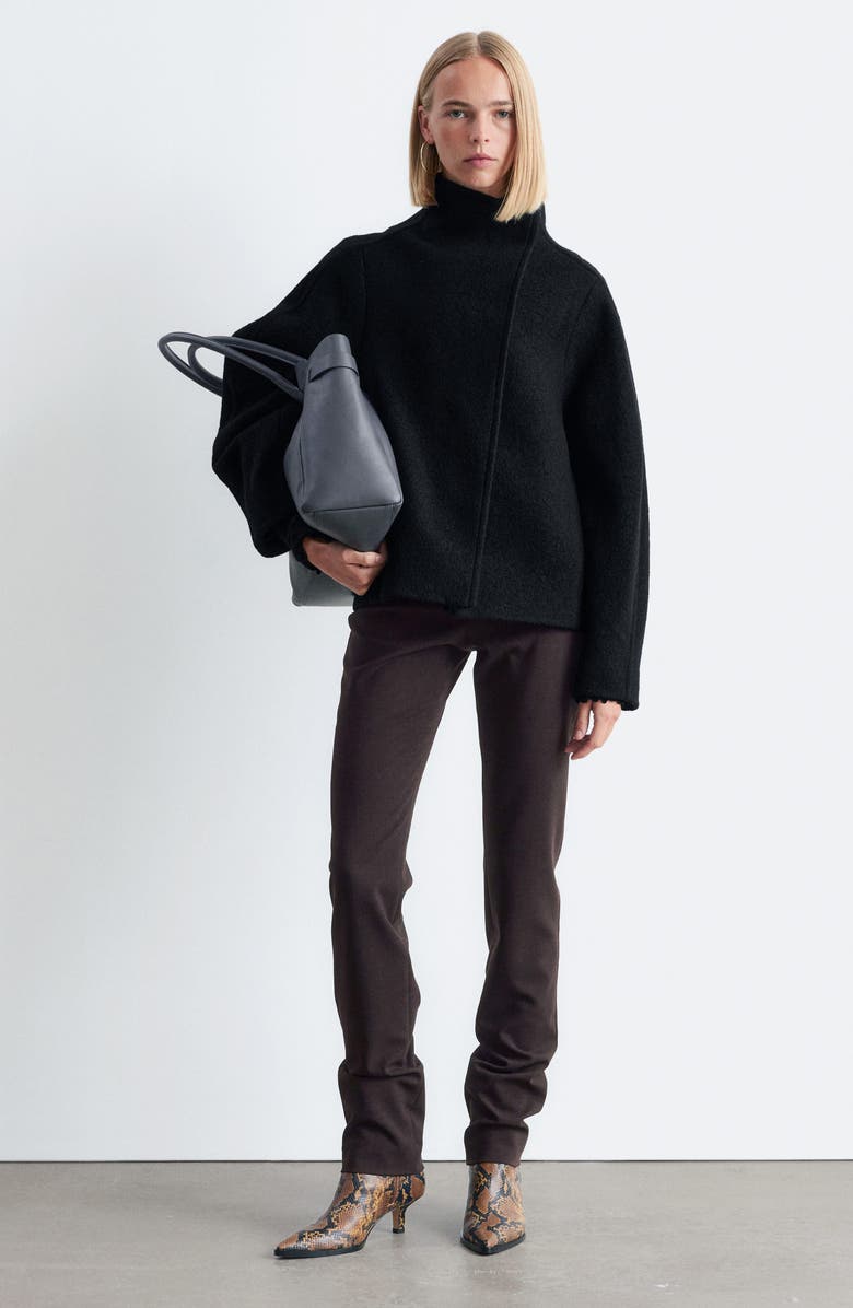 & Other Stories Asymmetric Oversize Wool Jacket, Alternate, color, Black Dark