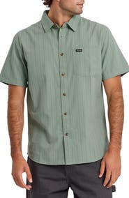 Quiksilver Dobby Stripe Classic Short Sleeve Cotton Button-Up Shirt