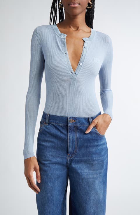 Long Sleeve Wool Rib Henley