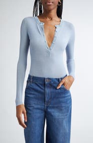 Chloé Long Sleeve Wool Rib Henley