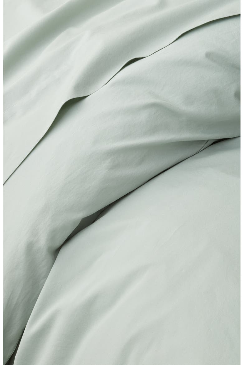 Organic Cotton Percale Duvet Cover & Shams Set, Alternate, color, GREEN MIRROR