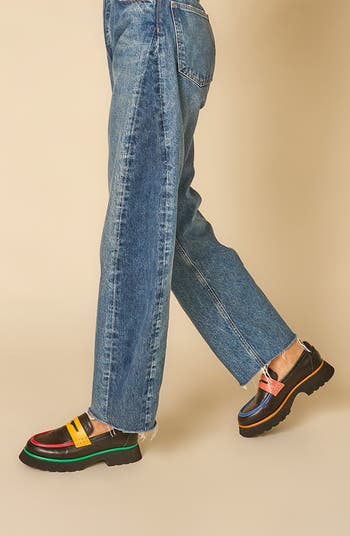 Adam Mismatched Lug Sole Penny Loafer