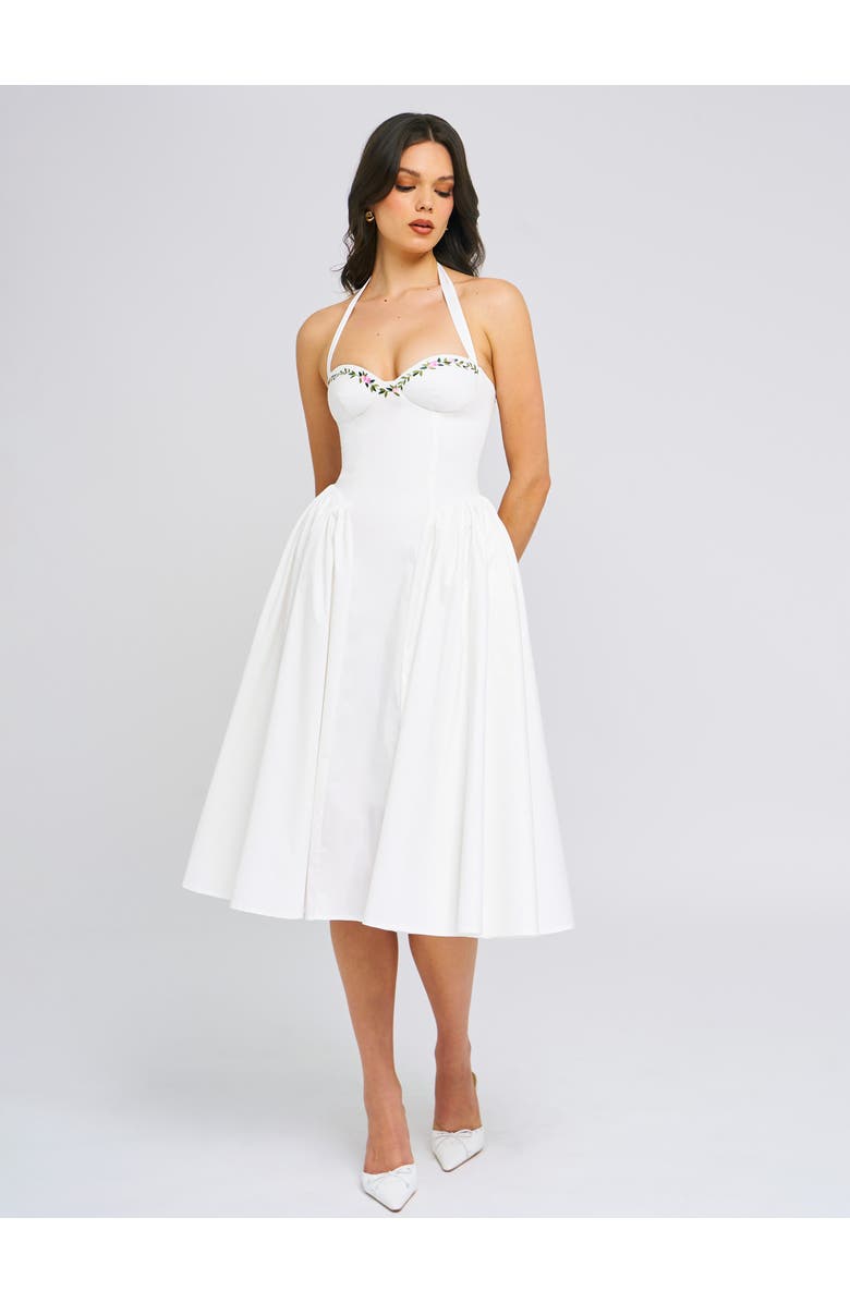 Miss Circle Gianna Embroidered Halter Maxi Dress, Alternate, color, White