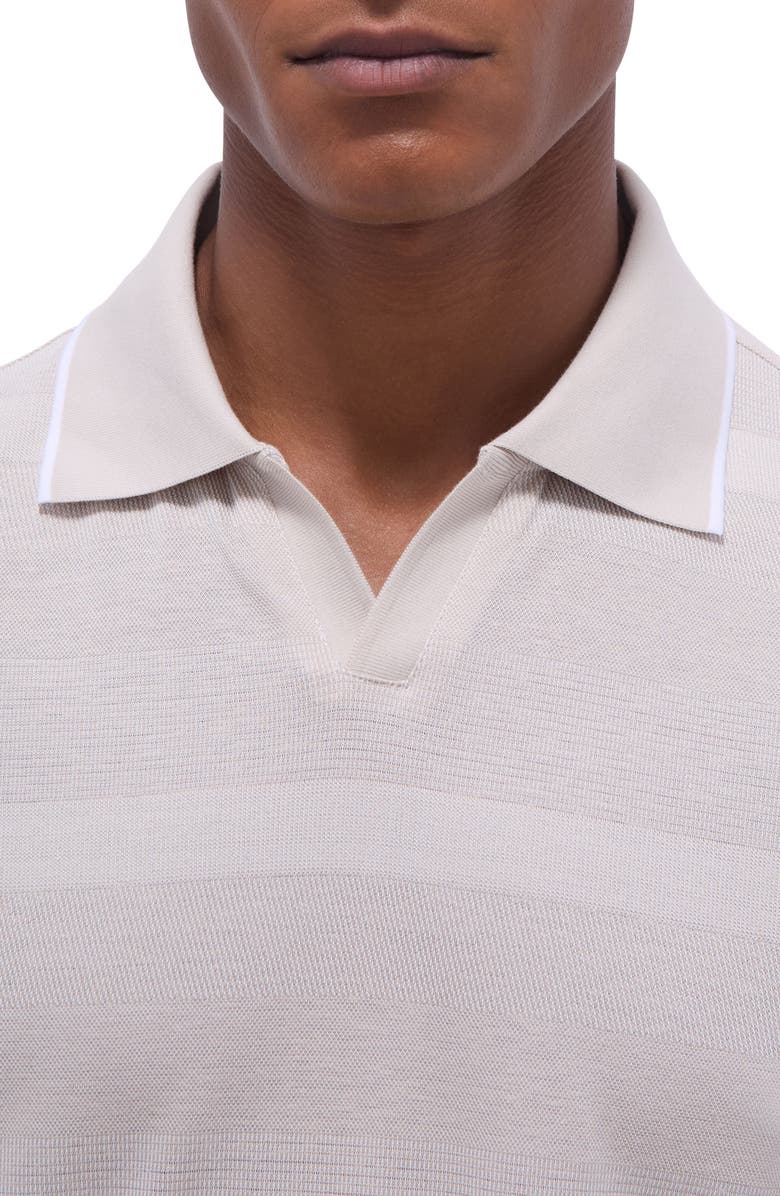 Bugatchi Tipped Johnny Collar Polo, Alternate, color, Almond