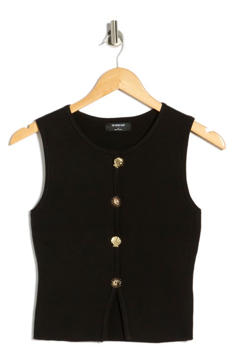 Button Detail Knit Tank Top