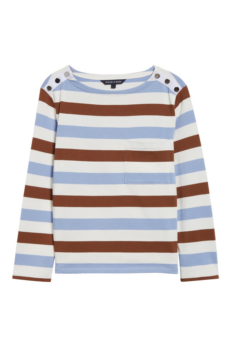 Hovey Stripe Boat Neck Cotton T-Shirt, Alternate, color, WHITE/ HYDRANGEA/ DEEP