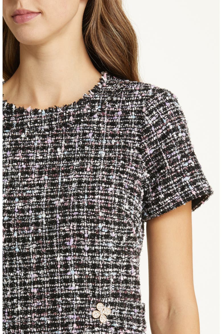 Bouclé Shift Dress, Alternate, color, BLACK
