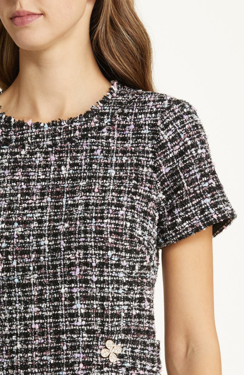 Eliza J Bouclé Shift Dress, Alternate, color, Black