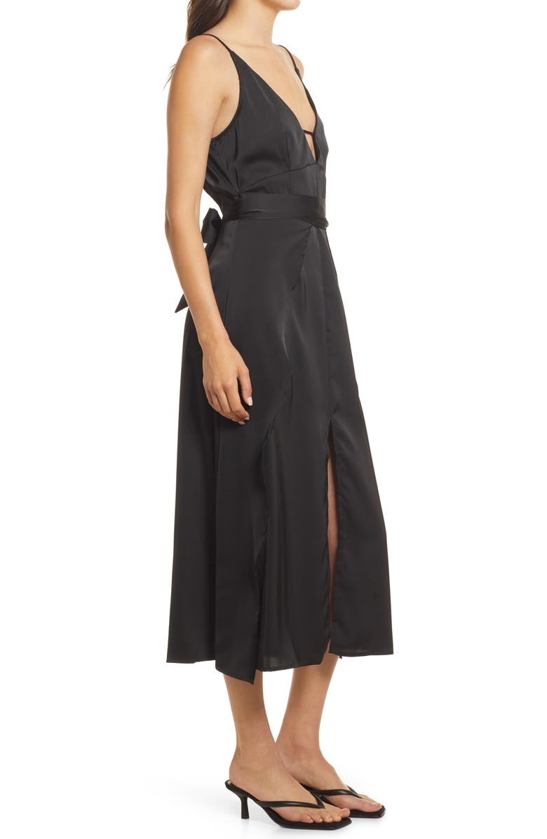 Amy Lynn Backless Satin Dress, Alternate, color, Black