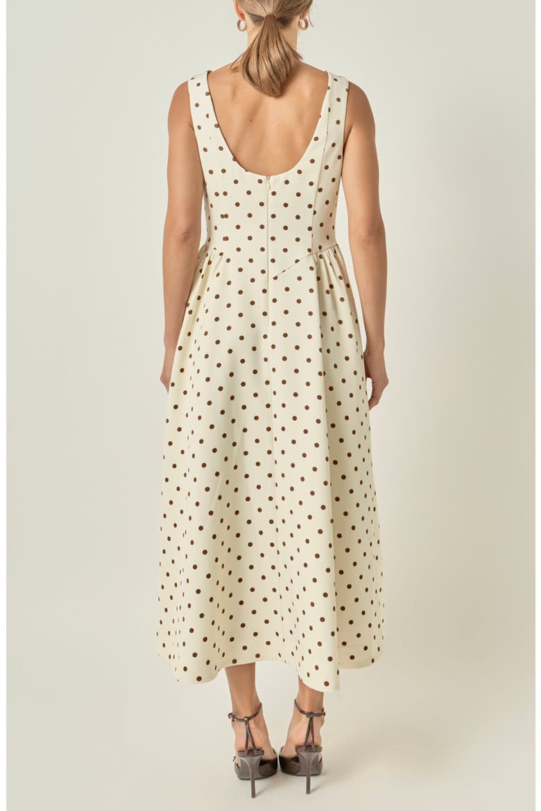 Dot Sleeveless Flare Midi Dress, Alternate, color, BEIGE/BROWN