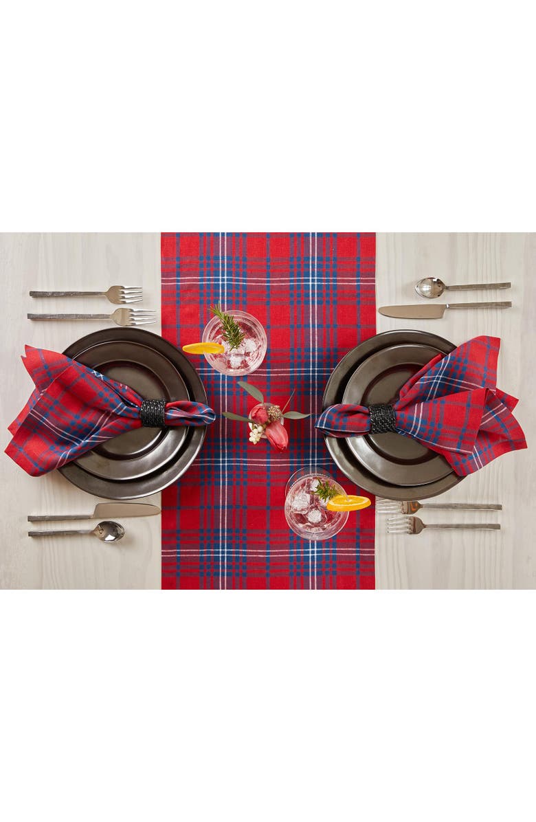 Solino Home Linen Table Runner - Red Tartan Plaid, Alternate, color, Red And Navy