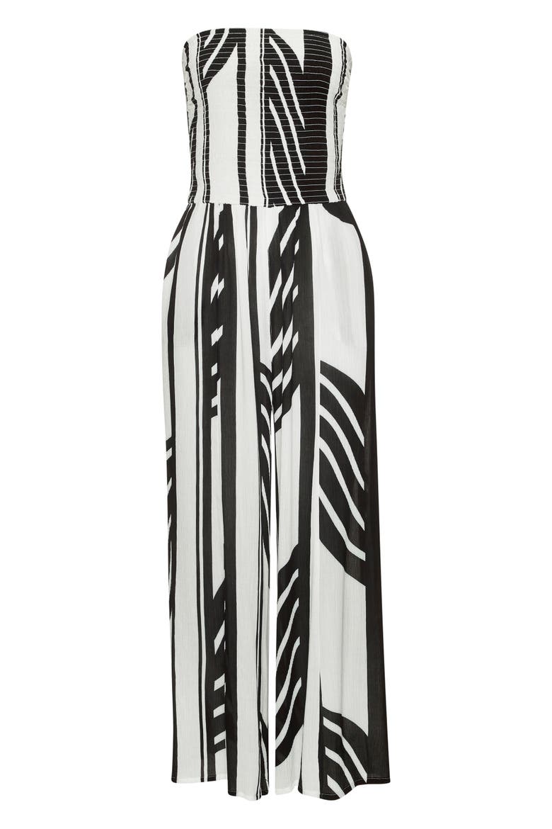 Strapless Wide Leg Jumpsuit, Alternate, color, Ivory & Black