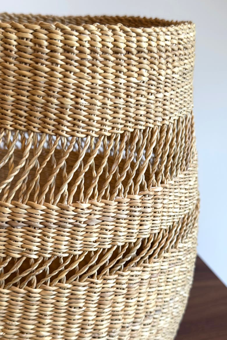 Mixed Weave Natural Planter Basket, Alternate, color, Natural