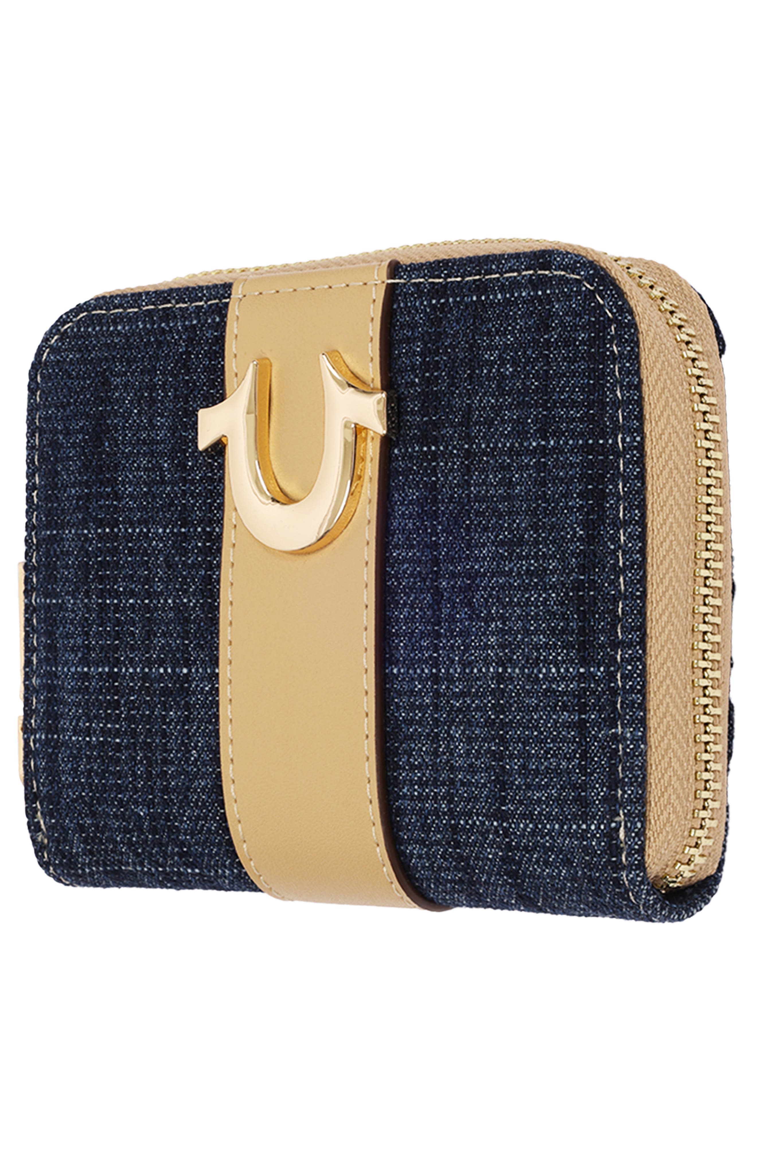 Small Mixed Media Wallet, Alternate, color, DARK DENIM