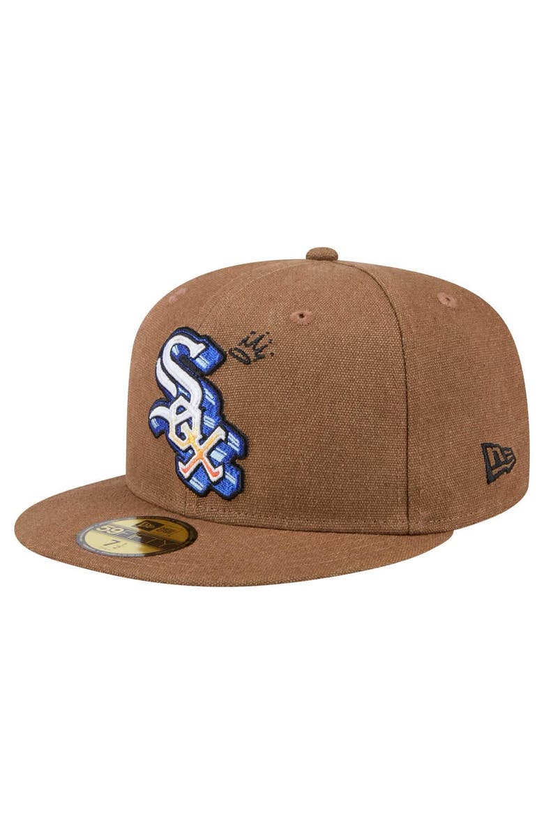New Era Men's New Era Brown Chicago White Sox Logo Scribble 59FIFTY Fitted Hat, Alternate, color,