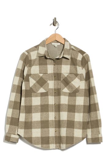 Beachlunchlounge Plaid Jacquard Knit Shacket In Smoked Green