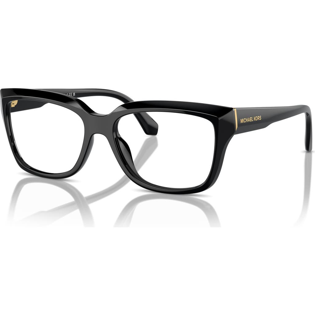 Michael Kors 54mm Rectangle Optical Glasses In Black