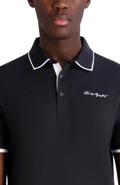 Karl Lagerfeld Paris Contrast Tipped Polo In Black