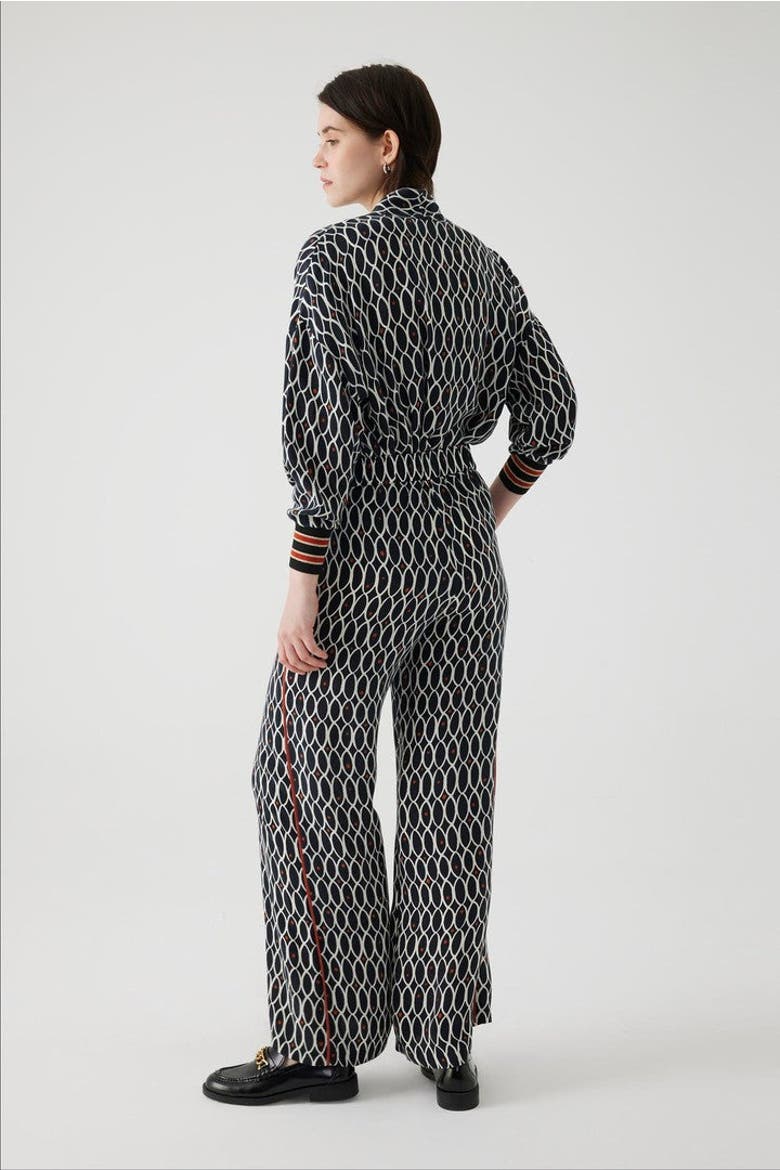 Adia Pants Geometric Patterned Palazzo Pants, Alternate, color, Black and White