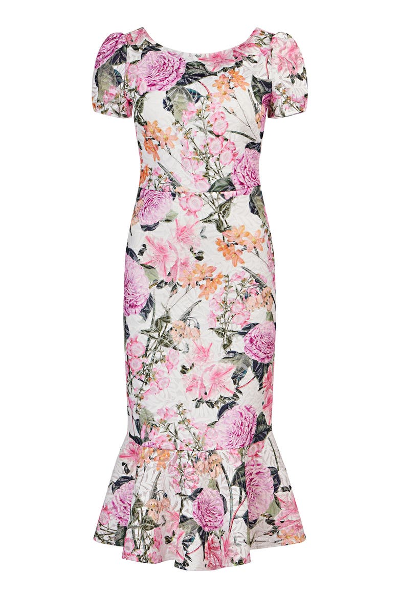 Fern Floral Lace Midi Cocktail Dress, Alternate, color, ROSE VIOLET/ IVORY