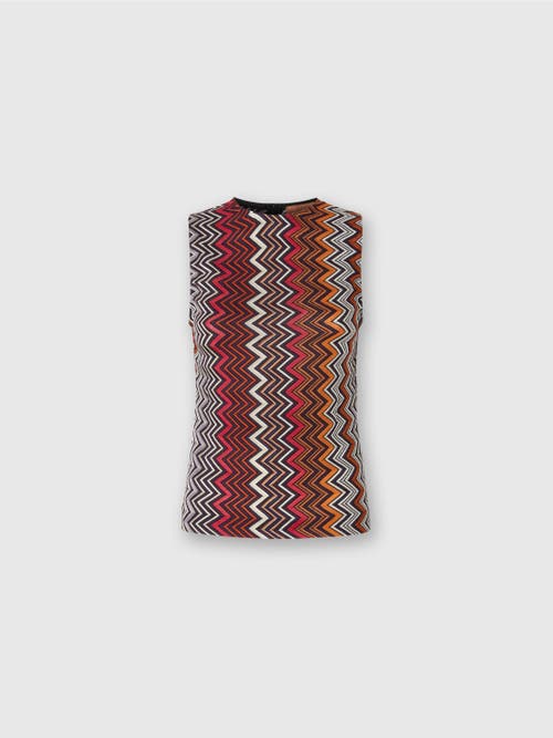 Missoni Sleeveless Top In Wool And Zigzag Viscose In Multicoloured