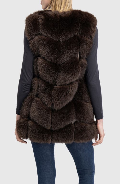 Lyla Grant Fur-free Fox (faux Fur) Chevron Vest In Brown