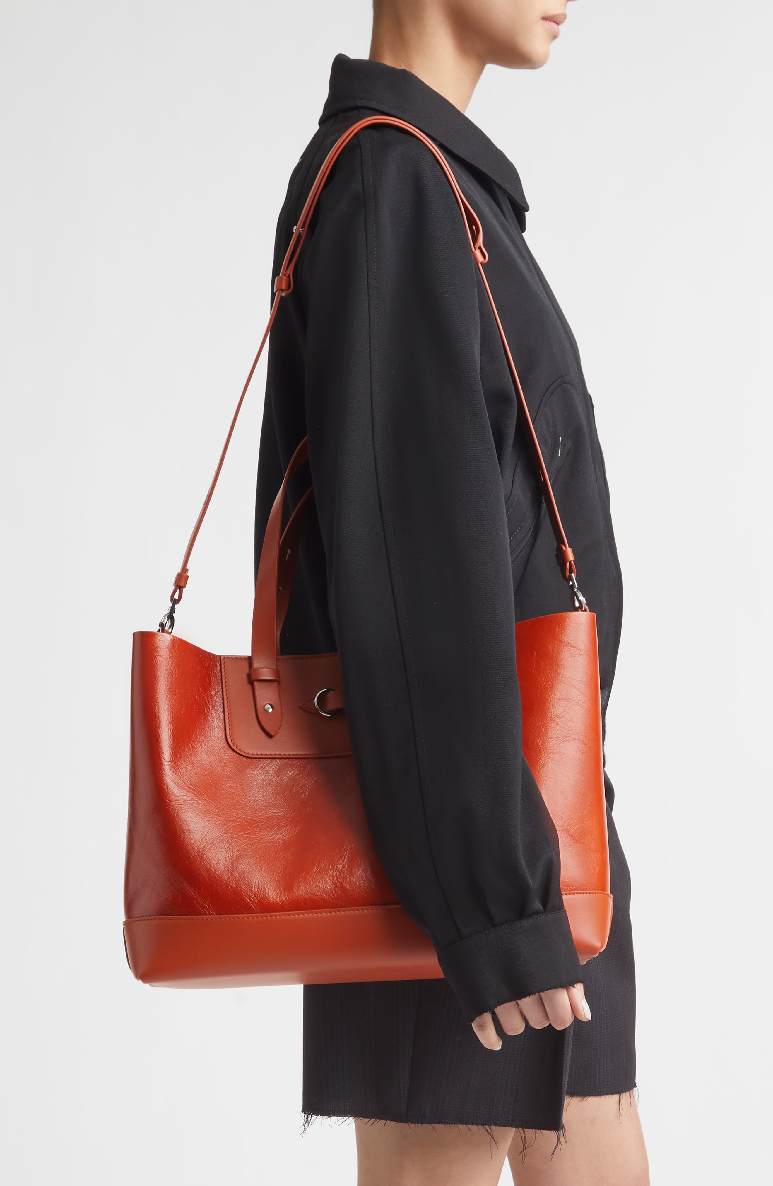 Medium Horizontal Shopper, Alternate, color, ORANGE/ ORANGE
