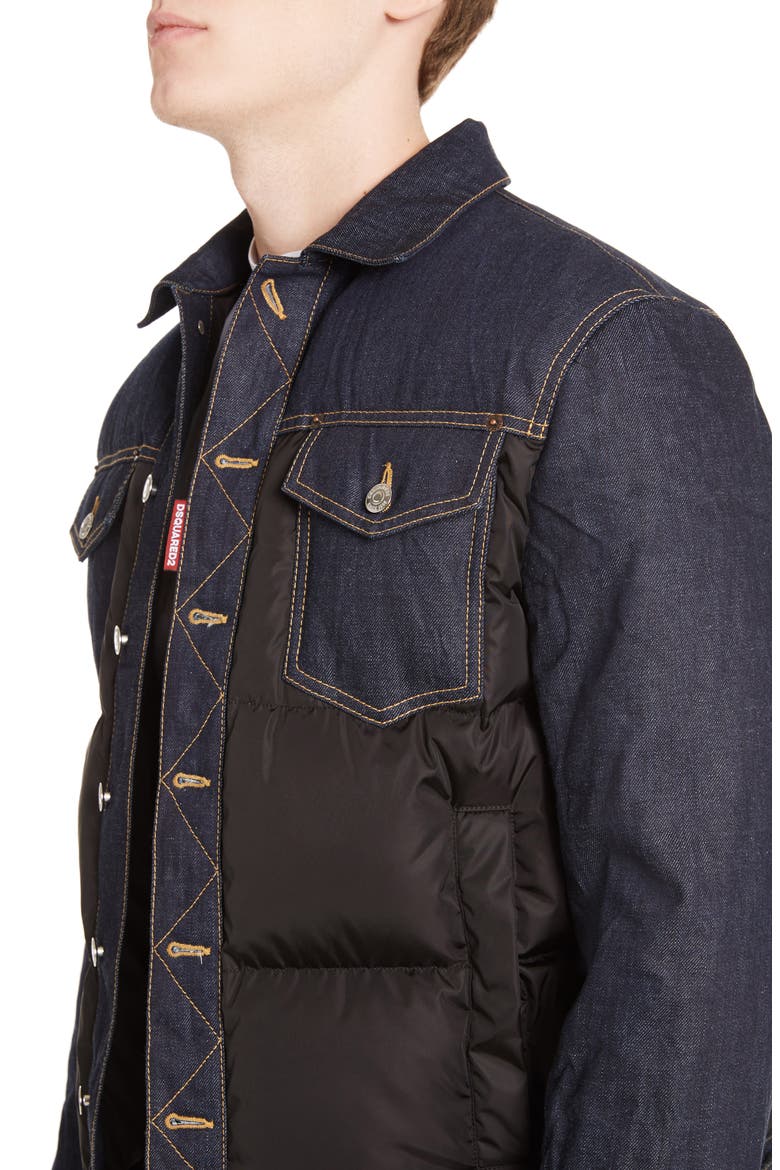 Mixed Media Quilted Denim Jacket, Alternate, color, BLACK/ DENIM