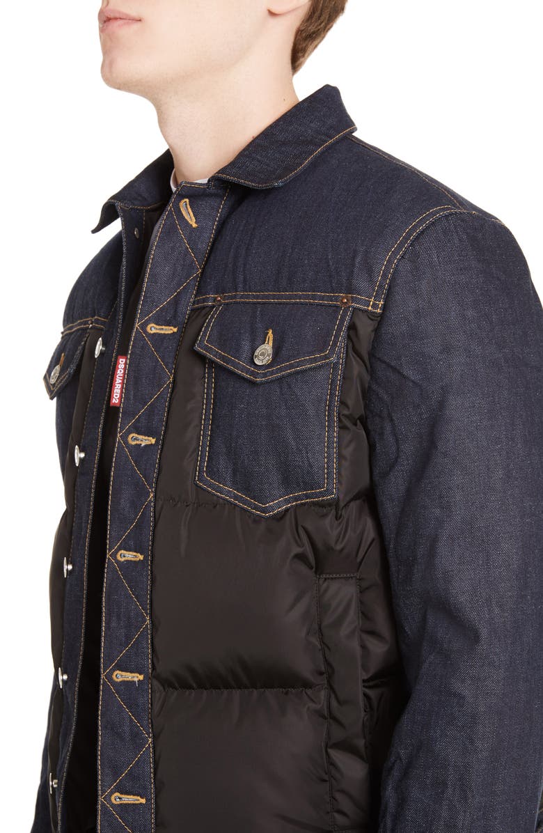 Dsquared2 Mixed Media Quilted Denim Jacket, Alternate, color, Black/ Denim