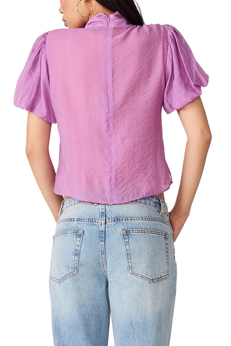 Lolanie Puff Sleeve Tie Neck Top, Alternate, color, DUSTY LAVENDER