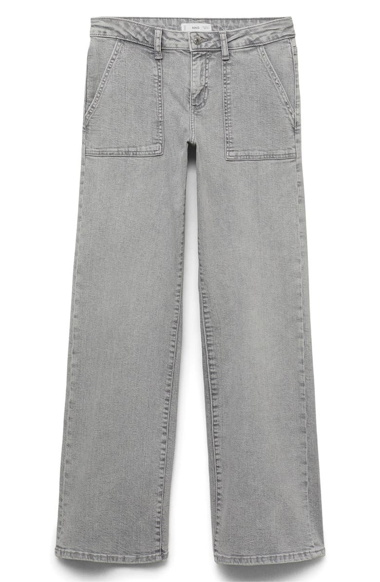 MANGO TEEN Star Embroidered Straight Leg Jeans, Alternate, color, Denim Grey