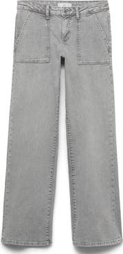 MANGO TEEN Star Embroidered Straight Leg Jeans