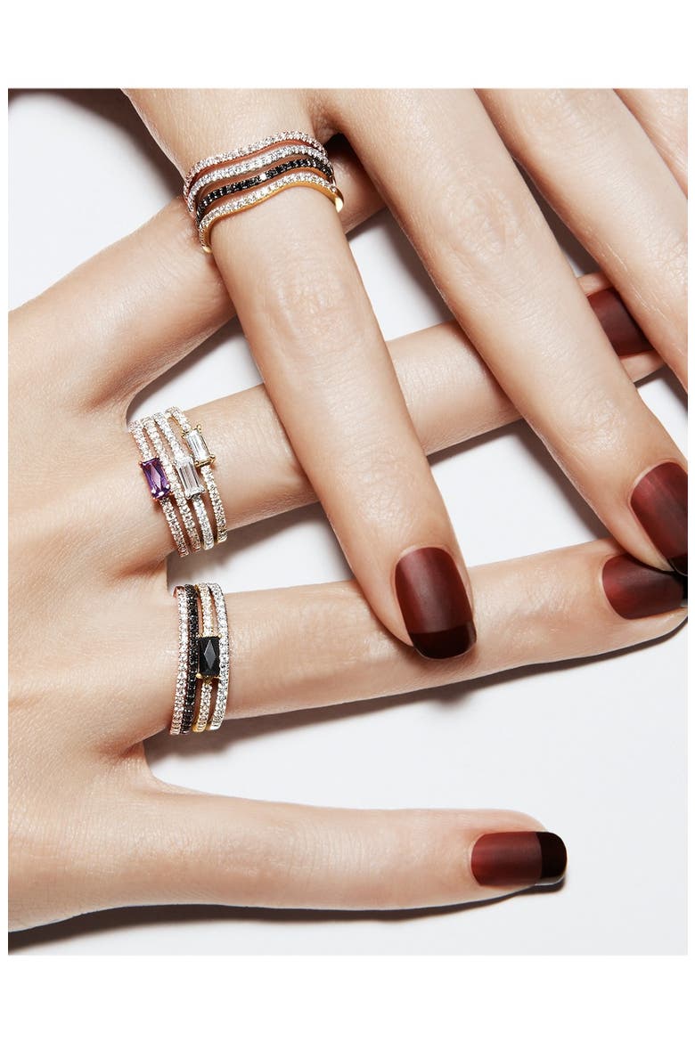 Stackable Black Onyx Baguette & Diamond Ring (Nordstrom Exclusive), Alternate, color, ROSE GOLD/ AMETHYST