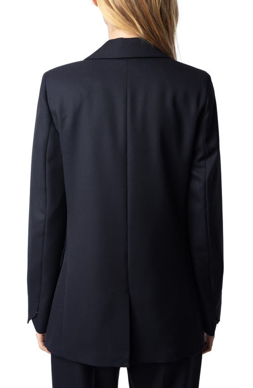 ZADIG & VOLTAIRE ZADIG & VOLTAIRE VALSE SINGLE BREASTED VIRGIN WOOL GRAIN DE POUDRE BLAZER 