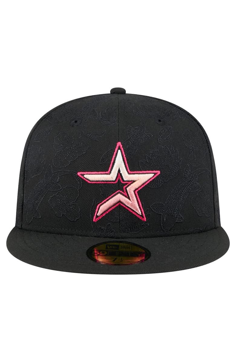 New Era Men's New Era Black Houston Astros Tonal Koi 59FIFTY Fitted Hat, Alternate, color, 