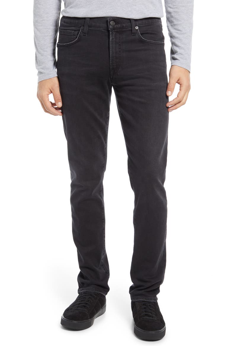 London Slim Taper Leg Jeans, Main, color, DARK STORM