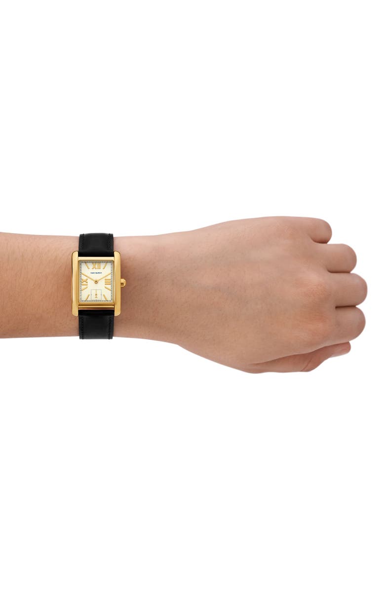 Tory Burch The Eleanor Leather Strap Watch, 25mm x 34mm, Alternate, color, 