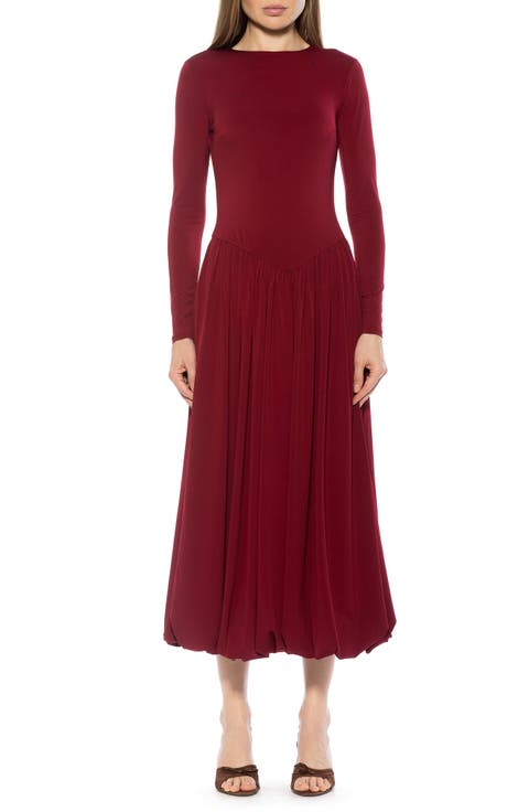 Eero Crewneck Long Sleeve Bubble Hem Midi Dress