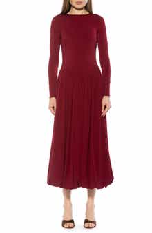 Alexia Admor Eero Crewneck Long Sleeve Bubble Hem Midi Dress