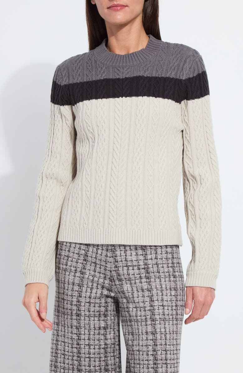 Lysse Gabriel Cozy Cable Sweater, Main, color, Apres Ski Texture