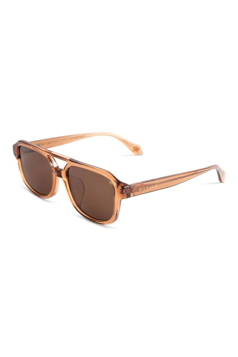 Hanalei 55mm Low Nose Bridge Wide Width Polarized Top Bar Sunglasses, Alternate, color, SPICED TEA / TAN LENSES