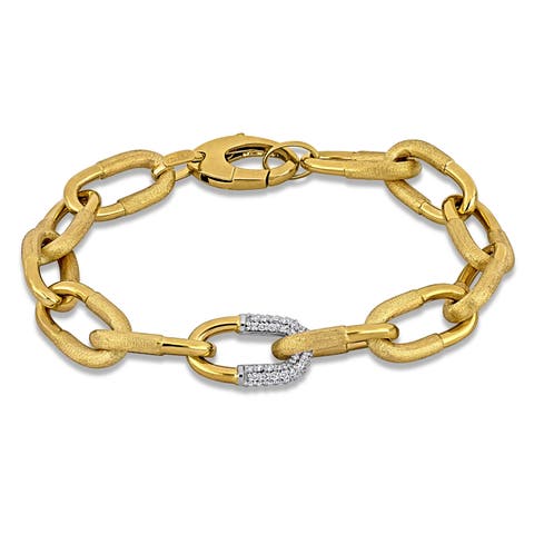 Diamond Oval Link Chain Bracelet 14k