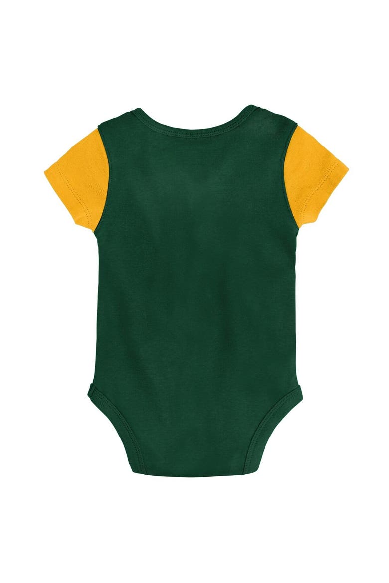 Newborn & Infant Green/Gold Green Bay Packers Little Champ Three-Piece Bodysuit Bib & Booties Set, Alternate, color, Green