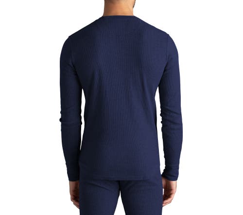 Watson's Waffle Long Sleeve Thermal Crew In Blue