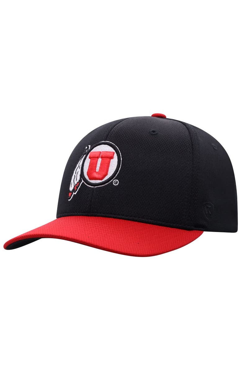 TOP OF THE WORLD Men's Top of the World Black Utah Utes Reflex Fitted Hat, Main, color, Black