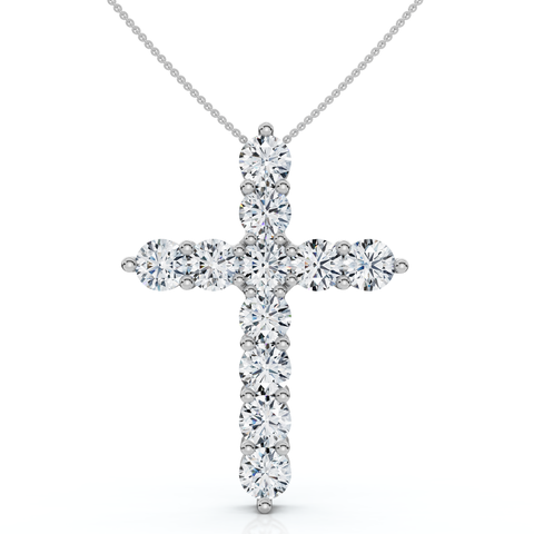 2Ct TW Diamond Cross Women's Necklace 14k Gold Lab Grown 1" Tall