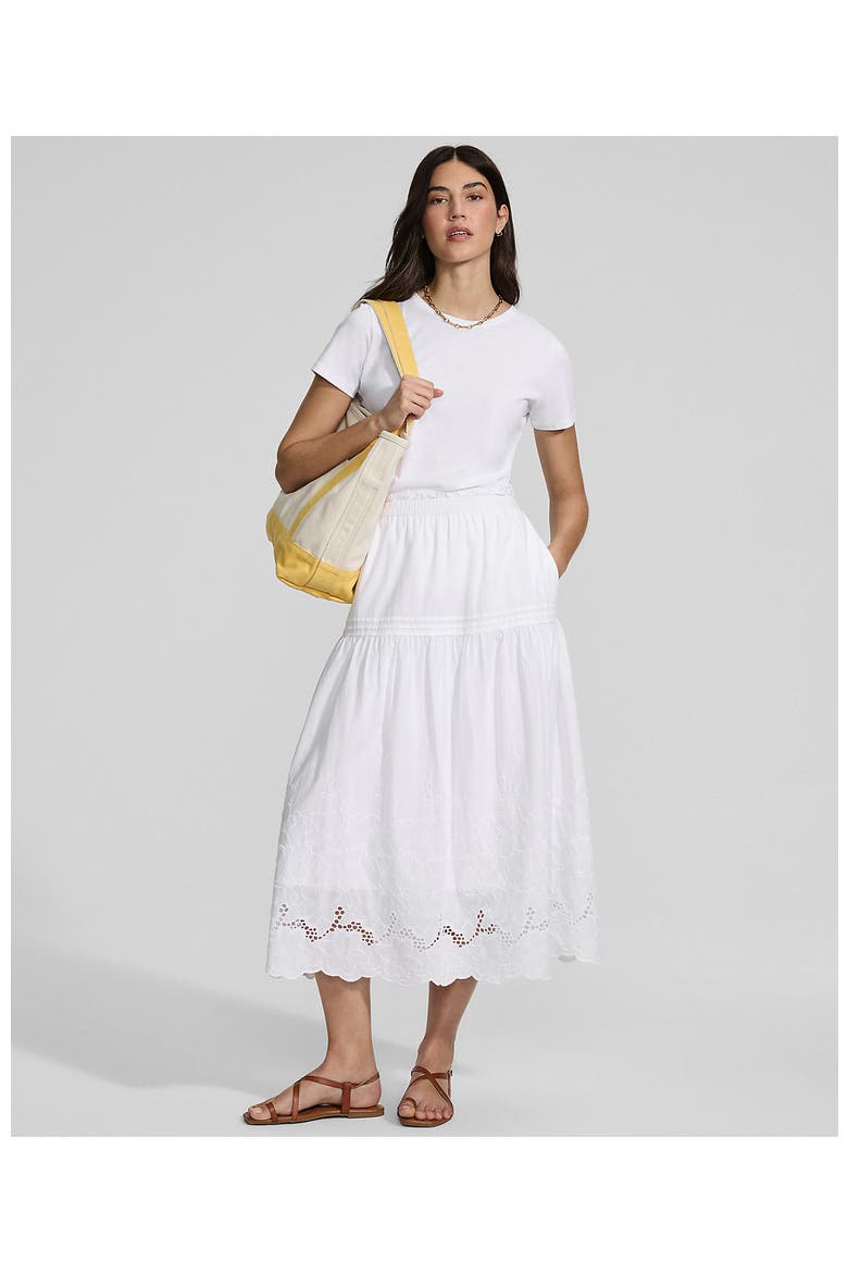 Voile Eyelet Maxi Skirt, Alternate, color, White