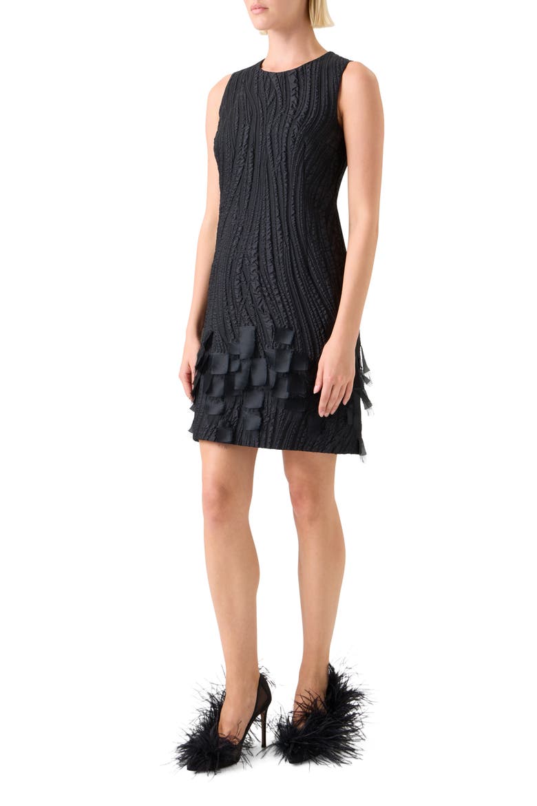 Waves Jacquard Sheath Dress, Alternate, color, BLACK