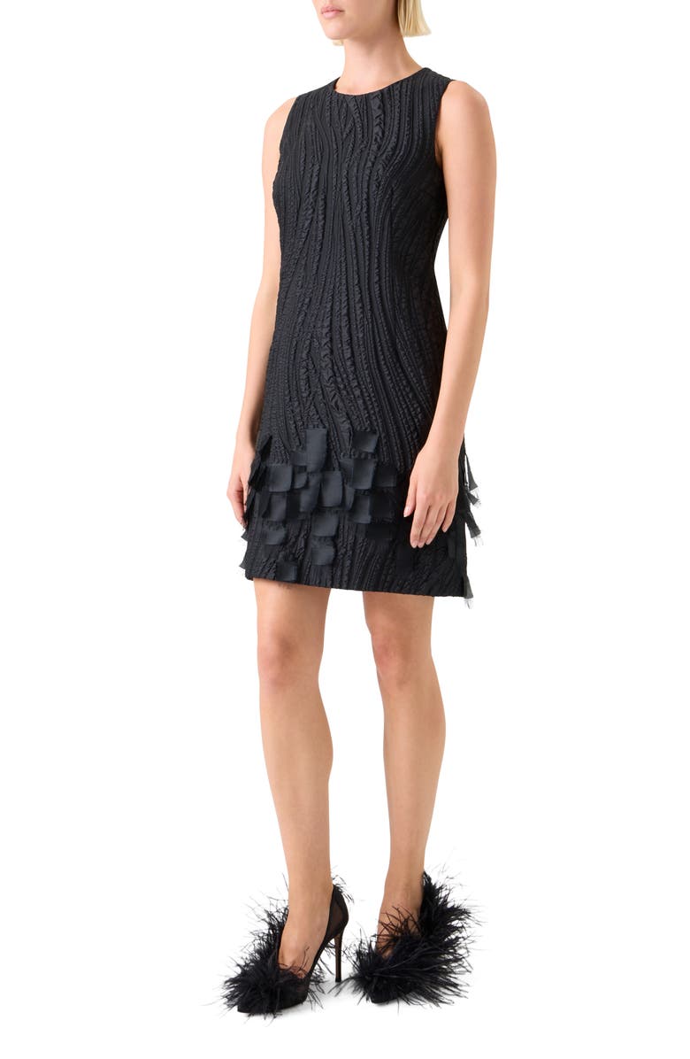 Akris Waves Jacquard Sheath Dress, Alternate, color, Black