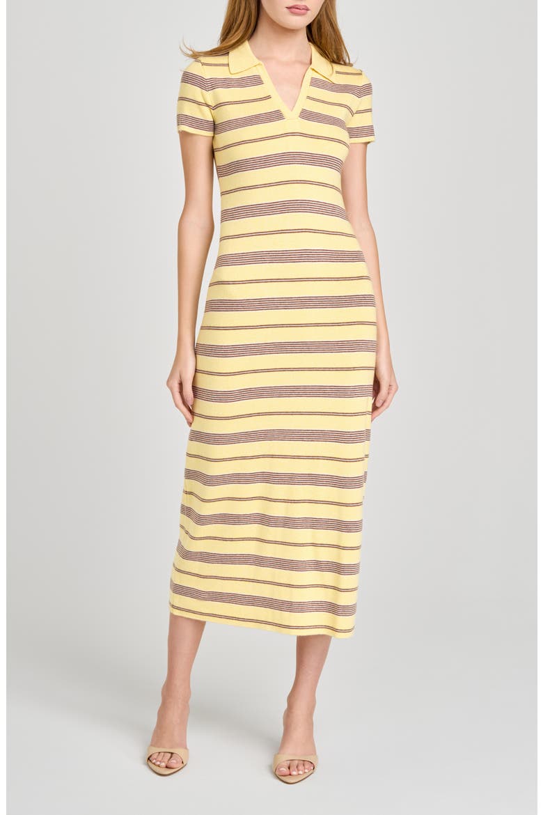 Carter Stripe Short Sleeve Sweater Dress, Main, color, YELLOW STRIPE